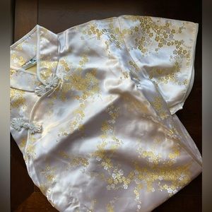 Satin Cream and Gold Qipao Dress